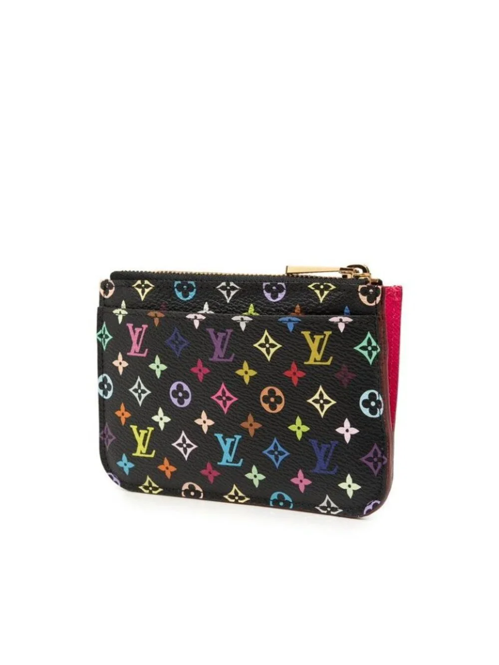 Louis Vuitton Monogram Multicolor Pochette Cles Coin Case Noir Black Leather